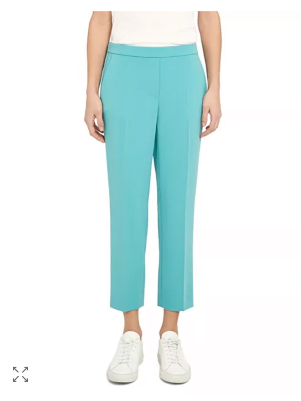 Theory Cropped Pull-On Pants in Aqua Blue